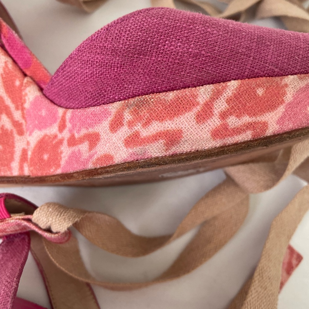 Stuart Weitzman Pink Lace Up Platforms Size 7 - image 8